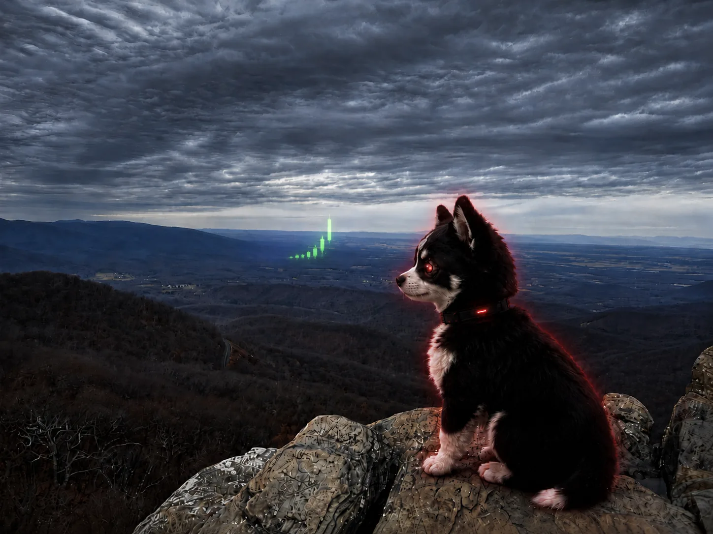 AMDOG looking toward a distant green chart