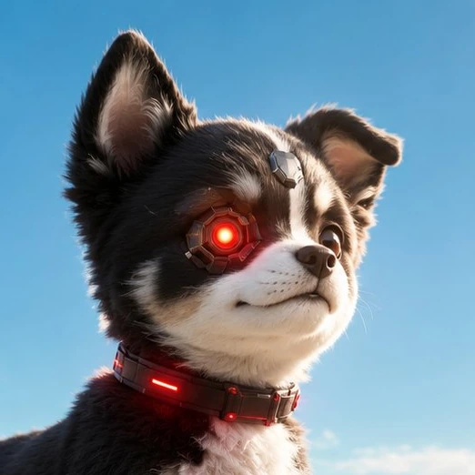 Black-and-white AMDOG cybernetic microdog logo